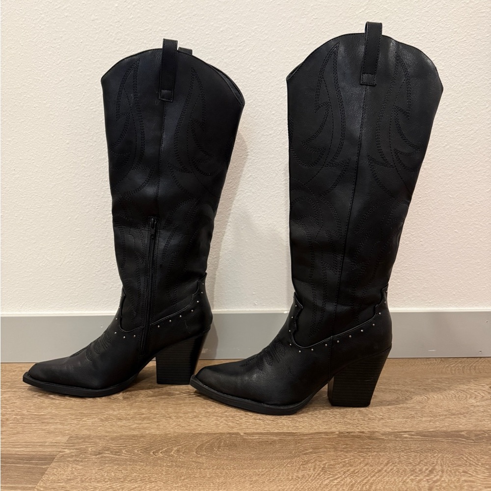Sugar Black Heeled Western Boots